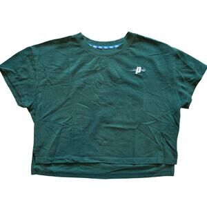 Prince Pickleball Crop Top Shirt Dark Green Waffle Knit Pique Women's Medium